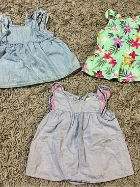 Carter's Mint Green & Light Blue Floral Tank Tops Set